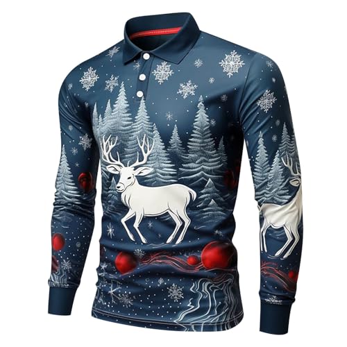 SRZYMJ Poloshirt Herren Kurzarm Polohemd Casual Poloshirts Langarm Regular Fit Sport Polo T-Shirt Männer Polohemd Bio Baumwolle Poloshirt Herren 5XL Weihnachten Marine Hemd Langarm 3XL 1084A von SRZYMJ