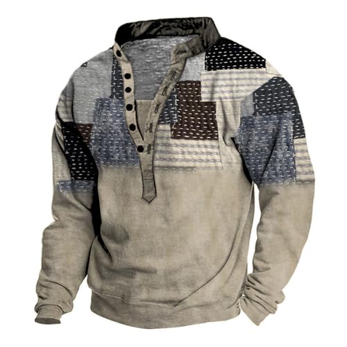 SRZYMJ Poloshirt Herren Langarm Basic Langarmshirts Casual Tennis Polohemd Revers mit Knopf Herren Kontrast Poloshirts Langarm Polo Männer Elegant Arbeit Sport Outdoor Khaki Hemd Langarm L von SRZYMJ