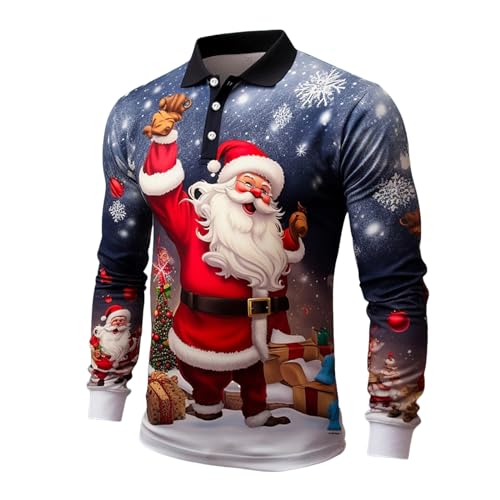 SRZYMJ Poloshirt Herren Langarm Slim Fit Denim Nähen Einfarbig Männer Golf Polo Shirts Baumwolle Polohemd Blau Langarmshirt Herren Sommer Leinen L Polohemd Schleier Braut Halloween Pullover Hemd von SRZYMJ