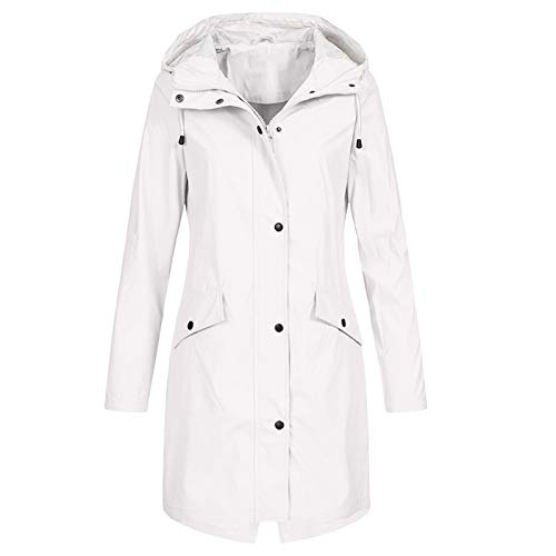 SRZYMJ Regenjacke Damen, Wollmantel Damen Winter Jacke Damen Frühling Mantel Damen Winter Windjacke Damen Regenmantel Damen Softshelljacke Damen Kurzmantel Damen Funktionsjacke Damen Weiß von SRZYMJ