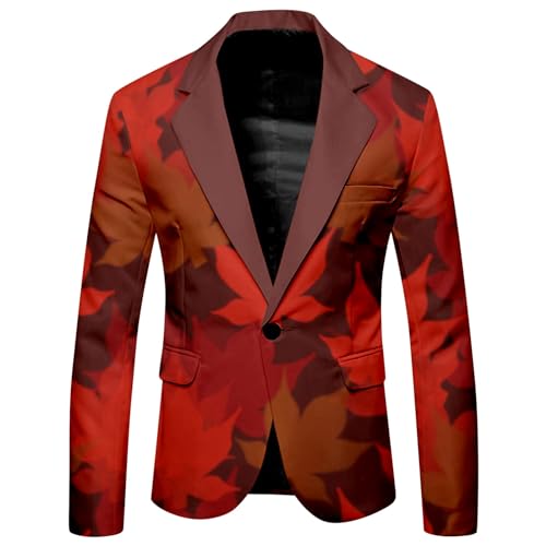 SRZYMJ Rot Glitzer Blazer Herren Festlich Glitzer Sakko Smoking Jacket Freizeit Pailletten Glitter Anzug Jacke Karneval Kostüm Für Hochzeit Party Slim Fit Sakko Blazer Anzugjacke Sommer Anzug Herren S von SRZYMJ