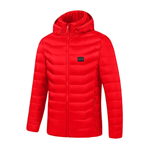 SRZYMJ Rot Winterjacke Herren Winterparka Gefüttert Warme Parka Jacke Outdoor Winddicht Parka Winter mit Kapuze Übergangsjacke Summer Jacket For Men Softshell Jacke Outdoor Motorrad Regenjacke Hemd von SRZYMJ