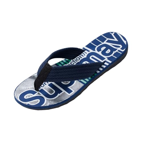 SRZYMJ Sandalen Herren Blau Herren Flip Flops Zehentrenner Leder mit Arch Support Sandalen Weich Leder Stoff Badelatschen Sommer Beach rutschfest Hausschuhe Pantoletten Slipper Zehensandalen 45 von SRZYMJ