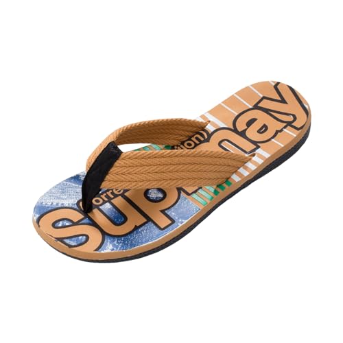 SRZYMJ Sandalen Herren Gelb Herren Flip Flops Zehentrenner Leder mit Arch Support Sandalen Weich Leder Stoff Badelatschen Sommer Beach rutschfest Hausschuhe Pantoletten Slipper Zehensandalen 45 von SRZYMJ