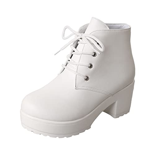 SRZYMJ Schtiefell Damen Stiefeletten Damen Frihling Reißverschlussstiefel Mode Mittelrohrstiefel Damen Stiefel Kniehohe Stiefel Damen Stiefel Damen Schwarz Weiß Halbstiefel Damen Weiss Weiß 38 von SRZYMJ