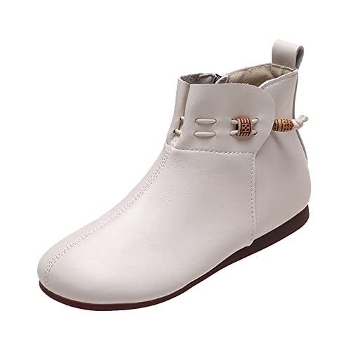 SRZYMJ Schuhe Damen Stiefeletten Frühling Stiefel Winter Gefittert Schaftstiefel Frühling Mittelrohrstiefel Stiefel Mit Absatz Overknee Stiefel Stiefel Beige Schnürstiefeletten Mit Absatz Beige 38 von SRZYMJ