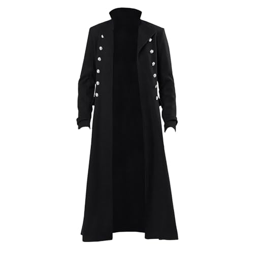 SRZYMJ Schwarz Mantel Herren Lang Wollmantel Elegant Wintermantel Wolle Trenchcoat Freizeit Übergangsmantel Mäntel mit Taschen Herbstmantel Bequeme Herrenmantel Winter Winterjacke Trenchcoat L von SRZYMJ