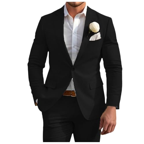 SRZYMJ Schwarz Sakko Herren Slim Fit Anzugjacke EIN Knopf Sakko für Business Cord-Blazer Für Herren Regenjacke Mit Kapuze Herren T Shirt Herren Schwarz Mit Aufdruck 4XL von SRZYMJ