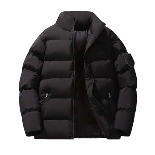 SRZYMJ Schwarz Winterjacke Herren Daunenjacke mit Kapuze Softshelljacke Warm Jacke Leichte Steppjacke Winter Outdoorjacke Bequeme Kapuzenjacke Casual Puffer Jacket Übergangsjacke Kleidung Mantel von SRZYMJ