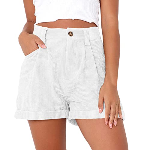 SRZYMJ Shorts Damen Sommer Knielang Kurze Hose Damen Winter Wolle Hotpants Damen Jeans, Shorty Pyjama Damen Weiß Damen Shorts Schwarz Elegant von SRZYMJ