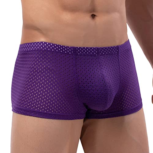 SRZYMJ Slips Herren Strings & Tangas Für Herren Baumwolle Underpants Boxershorts Herren Weit Shortys Herren Retro Shorts Herren Unterwäsche Herren Retroshorts Lange Unterhose Herren Baumwolle Lila L von SRZYMJ