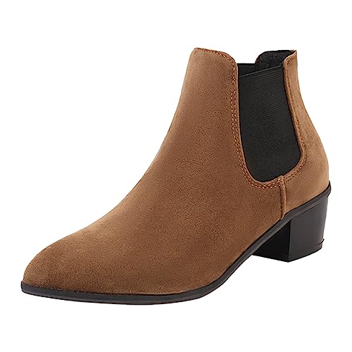 SRZYMJ Stiefeletten Damen Braun Stiefeletten Damen Weib Stiefel Damen Winter Gefittert Damen Stiefel Winter Warm Klassische Mittelrohrstiefel Sportschuhe Mode-Stiefel Enge Stiefel Gummistiefel von SRZYMJ