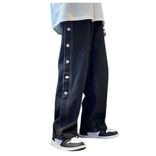 SRZYMJ Straight Jeans Herren Herren Jeans Regular Fit Y2K Jeans Jeanshose Herren Stretch Hose Jeans Locker Jogginghose Reisverschlusstaschen Cargohose Chino Hose Weit Outdoor Hosen Schwarz 3XL von SRZYMJ
