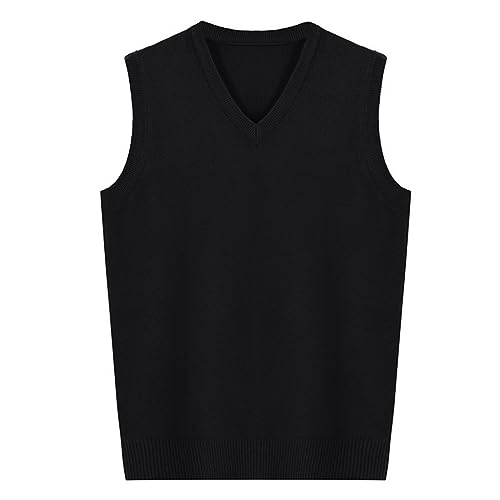 SRZYMJ Strickweste Herren Pullunder V-Ausschnitt West Elegant Vintage Modern Strickpullover Weste Outdoor Warm Winterpullover Klassische Strickwaren Tank Top Vest Gilet Marine Strickwesten M von SRZYMJ