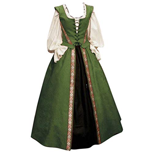 SRZYMJ Trachtenkleid Damen Dirndl Damen Oktoberfest Damen Outfit Sexy Damen Dirndlkleid Dirndlkleid Baumwolle Dirndlbluse Schulterfrei Halloween Deko Uniform Dirndl Damen Midi Grün 5XL von SRZYMJ