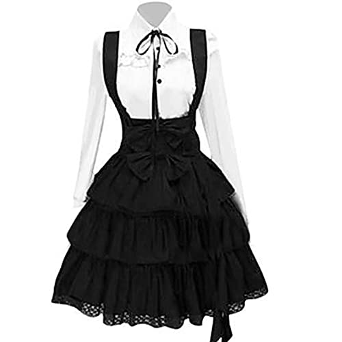 SRZYMJ Trachtenmode Stricken Dirndl Set 3 Teilig Damen Kurz Oktoberfest Shirt Damen Dirndlkleid Dirndlkleid Baumwolle Dirndlbluse Spitze Halloween Kostim Uniform Edelnice Dirndl Schwarz S von SRZYMJ