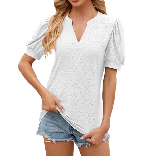 SRZYMJ Tshirt Damen Elegant Sommer Outfits Damen Oberteile Sommer Sexy Kurzarm Bluse Damen Shirt Langarm Baumwolle Tshirt V Ausschnitt 3/4 Arm O-Ausschnitt T-Shirts Kurzarm Basic Shirt Langarm von SRZYMJ