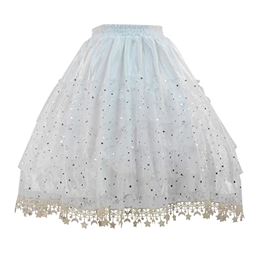 SRZYMJ Tüllrock Damen, Tüllrock Damen Karneval Lang Elegant Elastisch Hohe Taille Stufendecke Mesh Ballett Hochzeit Party Abschlussball A-Linie Faltenrock Sommerrock Tutu Petticoat Faltenrock Gold von SRZYMJ