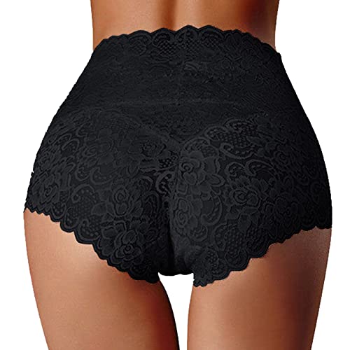 SRZYMJ Unterhosen Damen Hotpants Hohe Taille Panties Baumwolle Unterwäsche Frauen Baumwolle Weiß Taillenslip Spitze Formend Tangas High Waist Slip Set Tanga Strings Nahtlos Schwarz von SRZYMJ