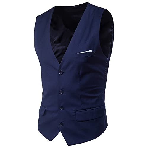 SRZYMJ Weihnachten Herren Weste Lustig Festlich Gilet Gedruckte Elegant Weste 2025 Hochzeit Party Kostüme Comfort Fischgrätweste Sportlich Slim Fit Weihnachtsweste Weihnachts Anzugweste Marine von SRZYMJ