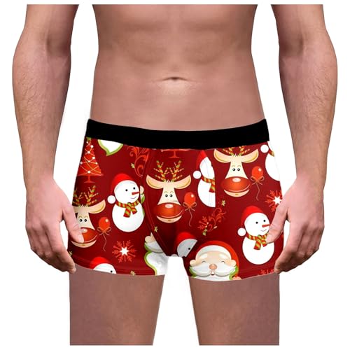 SRZYMJ Weihnachts Boxershorts Weihnachts Boxershorts Herren Boxershorts Weihnachten Boxershorts Weihnachten Männer Unterhosen Männer Weihnachten Boxershorts Herren XXL Unterhosen Slip Rot von SRZYMJ