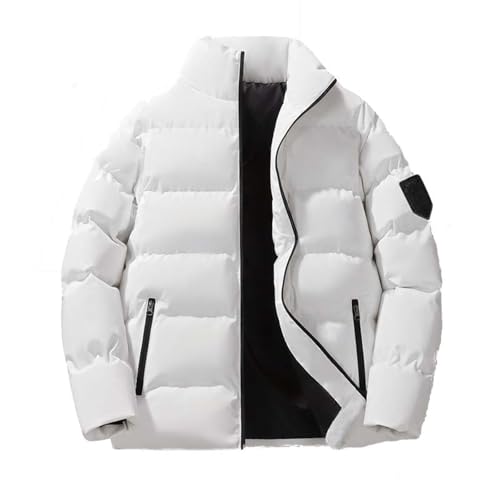 SRZYMJ Weiß Herren Übergangsjacke Frühlingsjacke Stehkragen Cargo Jacke Militär Baumwolle Arbeitsjacke mit Vielen Taschen Steppweste Langarmshirt Henley Sommerjacke Leicht Sportlich Trenchcoat Hemd von SRZYMJ