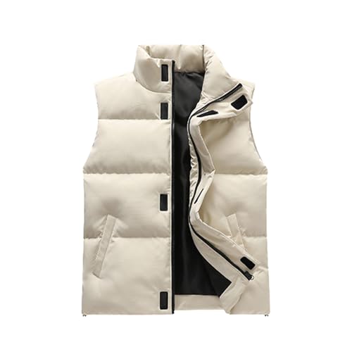 SRZYMJ Weiß Steppweste Herren Leicht Warm Winter Westen Ärmellos Casual Daunenweste Locker Große Größe Übergangsweste Mode Trend Sportweste Bequeme Luftig Outdoorweste Jacke Herren Leicht von SRZYMJ