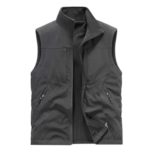 SRZYMJ Weste Herren Grey Steppweste Herren Softshellweste Outdoor Dicke Freizeitweste Mit Reißverschluss Winddichte Sportweste Warm Atmungsaktive Slim Fit Winterweste Arbeitsweste Puffer Weste von SRZYMJ