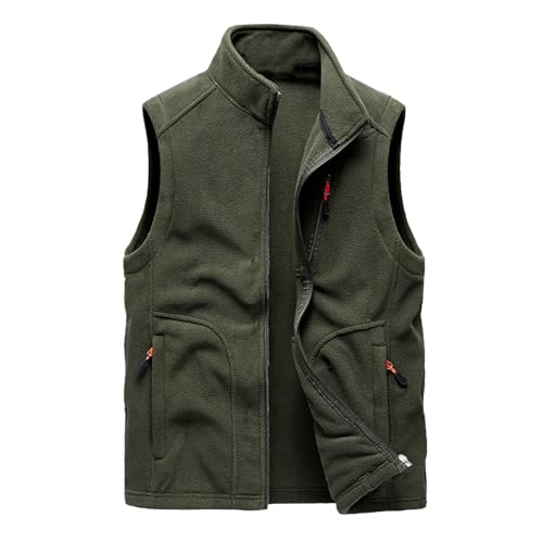 SRZYMJ Weste Herren Grün Weste Herren Winter Gilet Jacke Ohne Ärmel Arbeitsweste Puffer Ärmellose Arbeit Sportweste Steppweste Ärmellos Outdoor Weste Herren Rot Weste Lang Longweste Herren 3XL von SRZYMJ