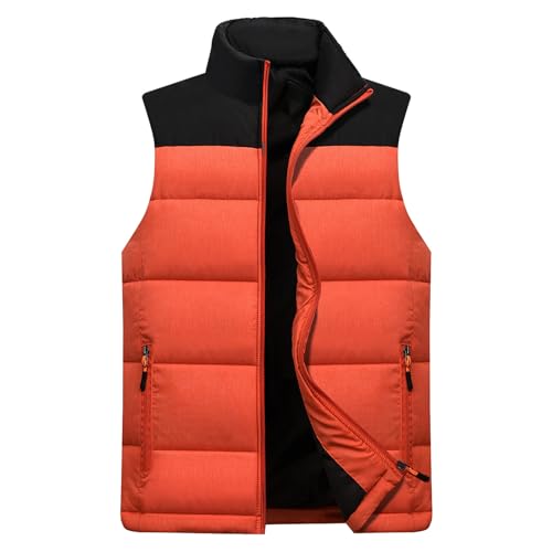 SRZYMJ Weste Herren Orange Herren Fleeceweste mit Teddyfell Warm Gefüttert Herrenweste Winter Gilet Ärmellose Jacke Baumwolljacke Herren Daunenweste Herren Herren Weste Lang L von SRZYMJ