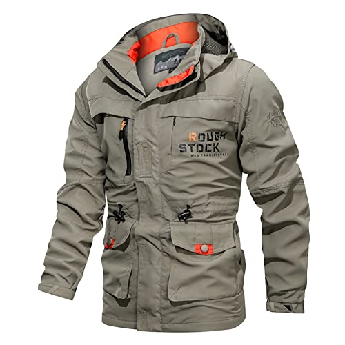 SRZYMJ Windbreaker Herren Fleecejacke Herren Dünn Leicht 3Xl Fahrradbekleidung Herren Winter Fahrradjacke Regenmantel Reiten Fleecejacke Herren Dünn Leicht 3Xl Khaki Hoodie Pullover 4XL von SRZYMJ