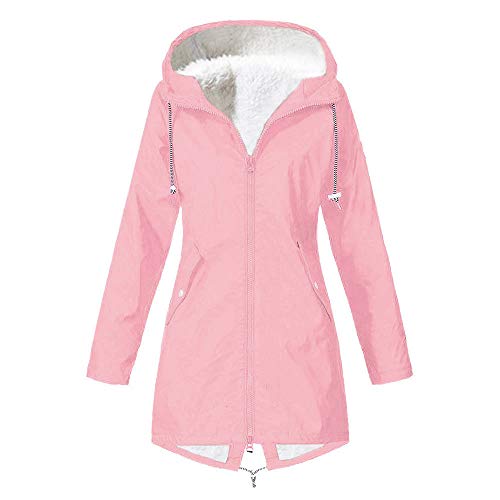 SRZYMJ Windjacke Damen Leicht Atmungsaktiv Regenparka Damen Derbe Funktionsjacke Damen Lang Sportjacke Damen Outdoor Parka Jacke Damen Mantel Damen Sommer Rosa 4XL von SRZYMJ