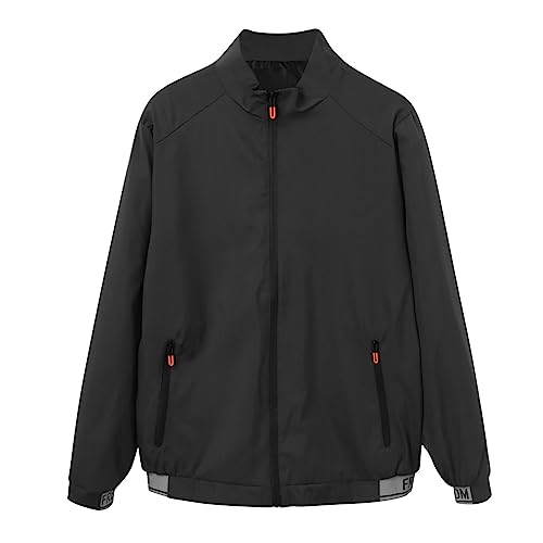 SRZYMJ Windjacke Herren Leicht Sweatjacke Herren Regenparka Herren Reflektierender Leichte Steppjacke Ultraleichte Regenjacke Herren Sweatjacke Herren Schwarz Sportjacke Herren Dünn Leicht Kapuze 4XL von SRZYMJ