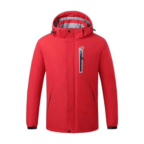 SRZYMJ Windjacke Herren Wasserdicht Parka Herren Schwarz Teddy Jacke Parka Herren Wetterfeste Regenjacke Parka Herren Schwarz Rot Vintage Clothes Men 3XL von SRZYMJ