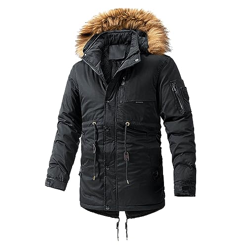 SRZYMJ Wintermantel Herren Dicker Übergangsmantel Wintermantel Parka Übergangsjacke Sportlich Freizeitjacke Outdoorjacke Xxxl Funktionsjacke Softshelljacke Sweatjacke Steppjacke Fleecejacke von SRZYMJ