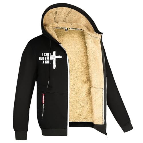 SRZYMJ Wintermantel Herren Mit Kapuze Dickes Flauschfutter Wintermantel Parka Übergangsjacke Freizeitjacke Outdoorjacke Funktionsjacke 3 In 1 Softshelljacke Sweatjacke Steppjacke Fleecejacke von SRZYMJ