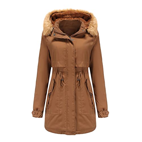 SRZYMJ Winterparka Steppjacke Mit Kapuze Wollmantel Kariert Tailliert Windbreaker Herren Softshelljacke Mit Kapuze Freizeitjacke Lederjacke Blau Khaki Jacke Damen Winter von SRZYMJ