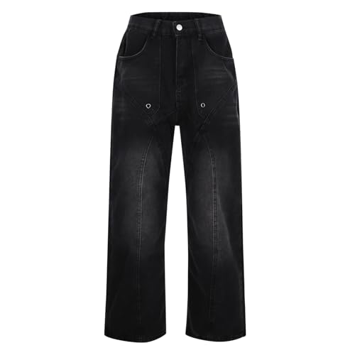 SRZYMJ Y2K Jeans Herren Herren Jeans Regular Fit Y2K Jeans Jeanshose Herren Stretch Hosen Jeans Kaputt Jogginghose XXL Cargohose Chino Hose Stretch Weit Freizeithose Stretch Outdoor Hosen Schwarz M von SRZYMJ
