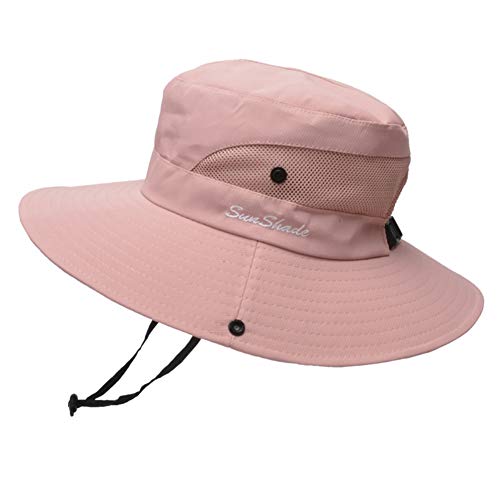 Anvevkn Damen Faltbarer Sonnenhut UV Schutz Sommerhut Wanderhut Fischerhut Gartenhut Wasserdicht Outdoor Buschhut mit Verstellbare Kinnband S-Pink von Anvevkn