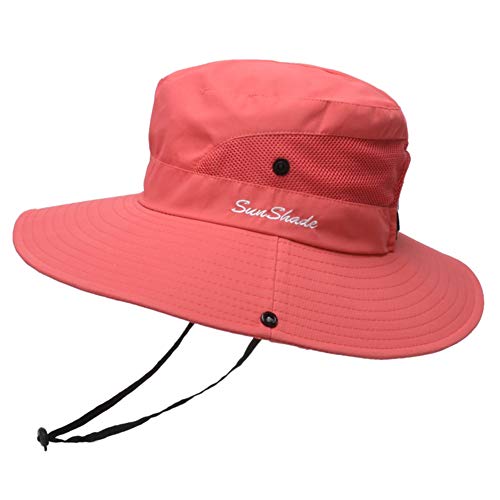 Anvevkn Damen Faltbarer Sonnenhut UV Schutz Sommerhut Wanderhut Fischerhut Gartenhut Wasserdicht Outdoor Buschhut mit Verstellbare Kinnband S-Rosa von Anvevkn