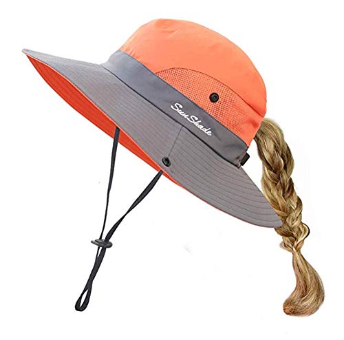 Kinder Faltbarer Sonnenhut Fischerhut Sommerhut UV Schutz Wanderhut Gartenhut Wasserdicht Outdoor Buschhut mit Verstellbare Kinnband Orange von SS_seller