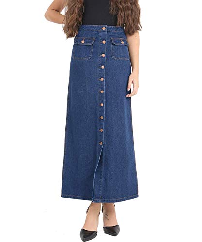 Damen Lange Maxi Denim Rock (42, Indigo) von SS7