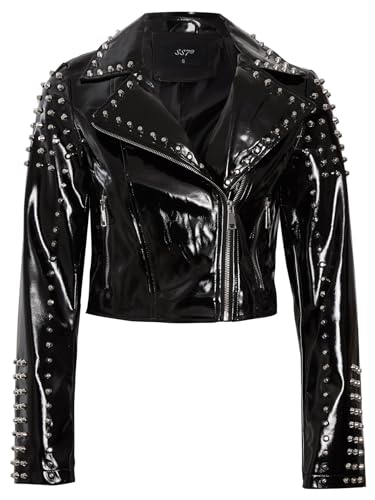 SS7 Damen Bikerjacke aus Lack Vinyl Kunstleder mit Nieten von SS7