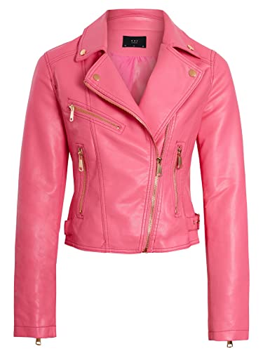 SS7 Damen Bikerjacke aus Lederimitat mit goldenen Zierleisten von SS7