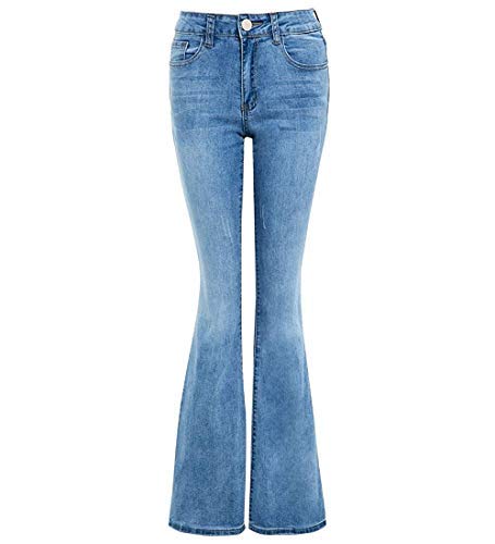 SS7 Damen Denim Jean Aufflackern Ausgebrannt Strecken Bootcut Jeans (42, Denim Blau) von SS7