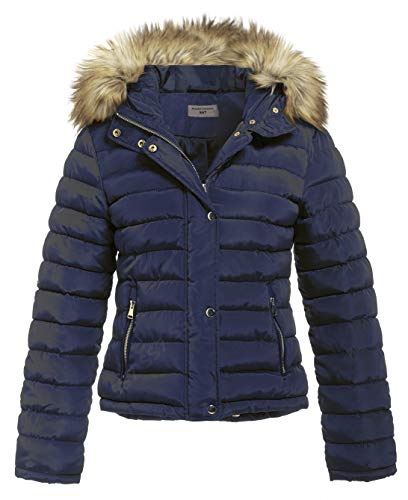 SS7 Damen Gefüttert Winter Gesteppt Pelz Parkajacke, Größen eu 36-44 - Marine, 38 von SS7