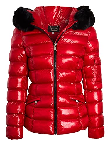 SS7 Damen Glänzende wattierte Winterjacke mit Webpelz von SS7