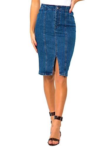 SS7 Damen Hoch taillierter Denim Bleistiftrock von SS7