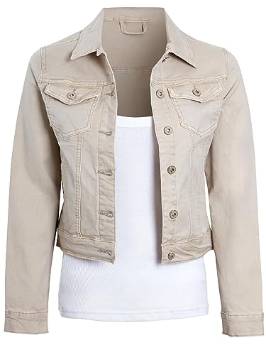 SS7 Damen Jeansjacke aus elastischem Twillim Jacket Jeans Stretch Twill Jackets Khaki Pink White Size 10 12 14 8 von SS7