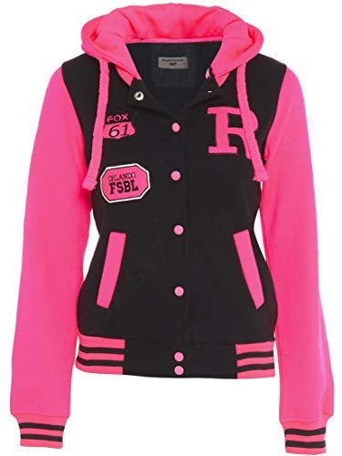 SS7 Damen-Kapuzenjacke, Übergröße, Größen 44-56 Gr. 44, Schwarz/Neon-Pink. von SS7